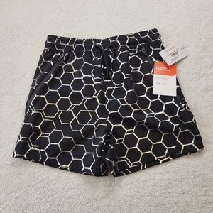 Sports Illustrated Black Shorts Silver Hexagon Pattern Women's Size 8 Small NWT